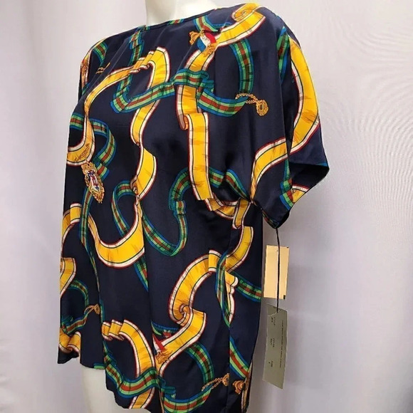 Vintage 100% Silk Equestrian Derby Novelty Print Top Scarf Set Navy Blue 8 - Picture 5 of 14